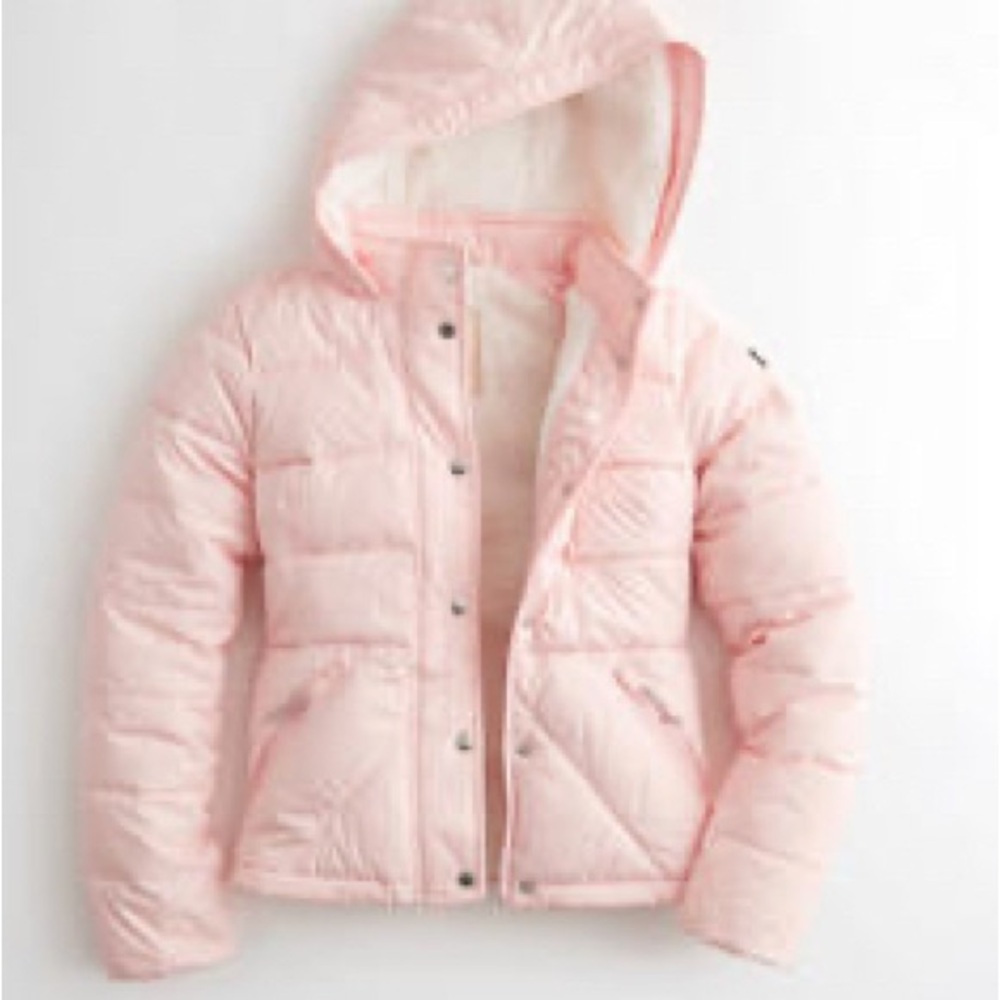 Sherpa-Lined pink Puffer Jacket from Hollister